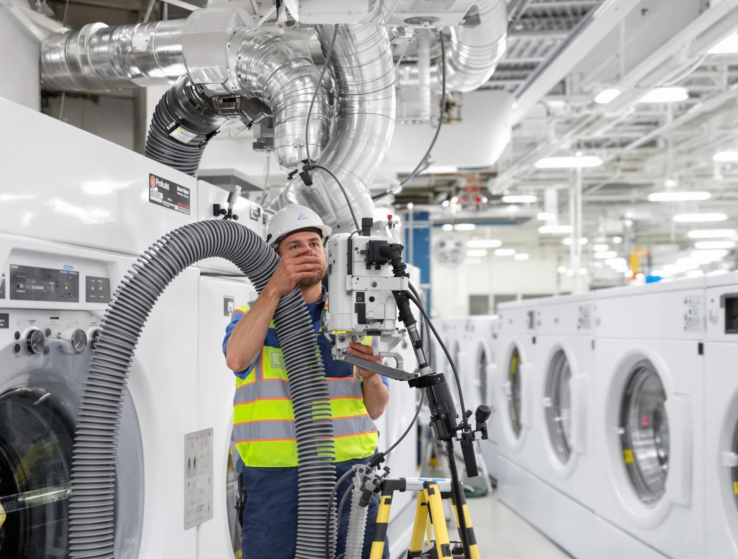 Mount Pleasant Dryer Vent Cleaning team performing commercial-grade dryer vent cleaning at a business facility in Mount Pleasant