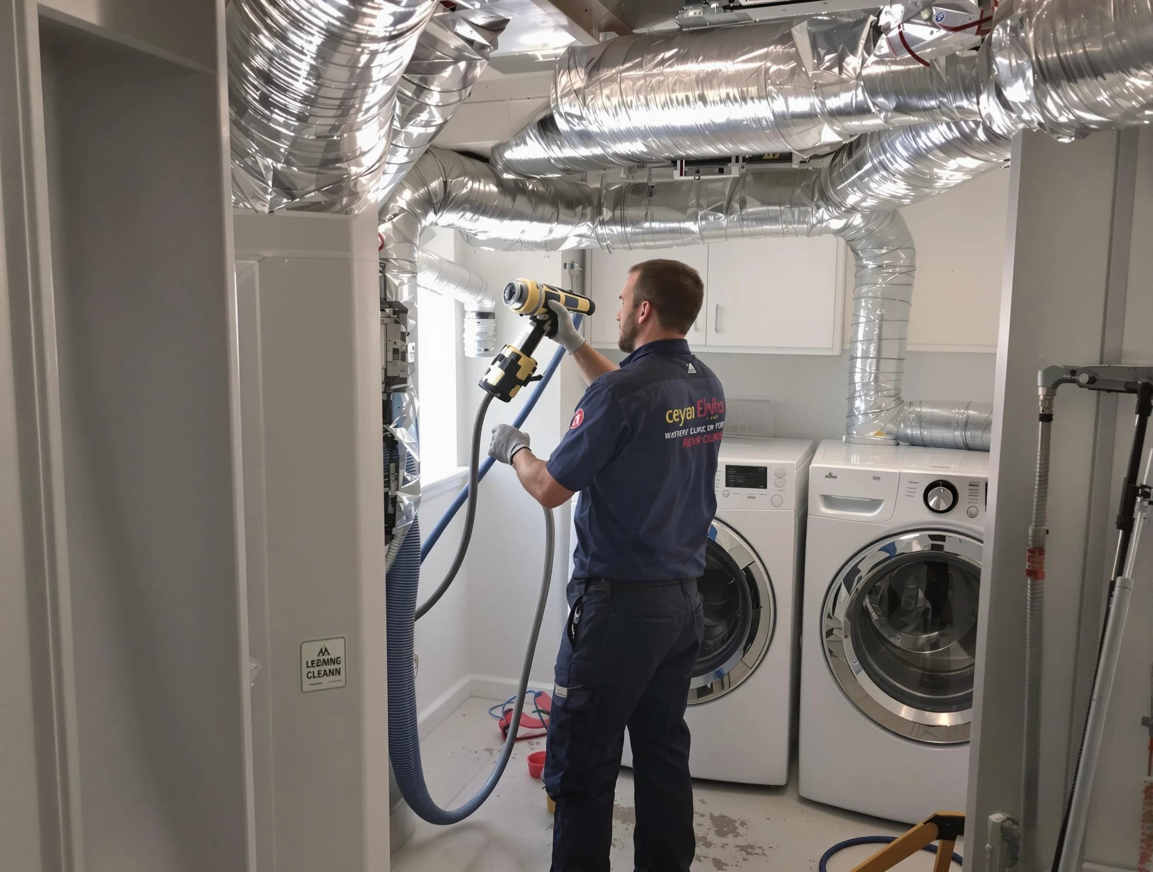 Mount Pleasant Dryer Vent Cleaning specialist using advanced equipment for thorough duct cleaning in Mount Pleasant