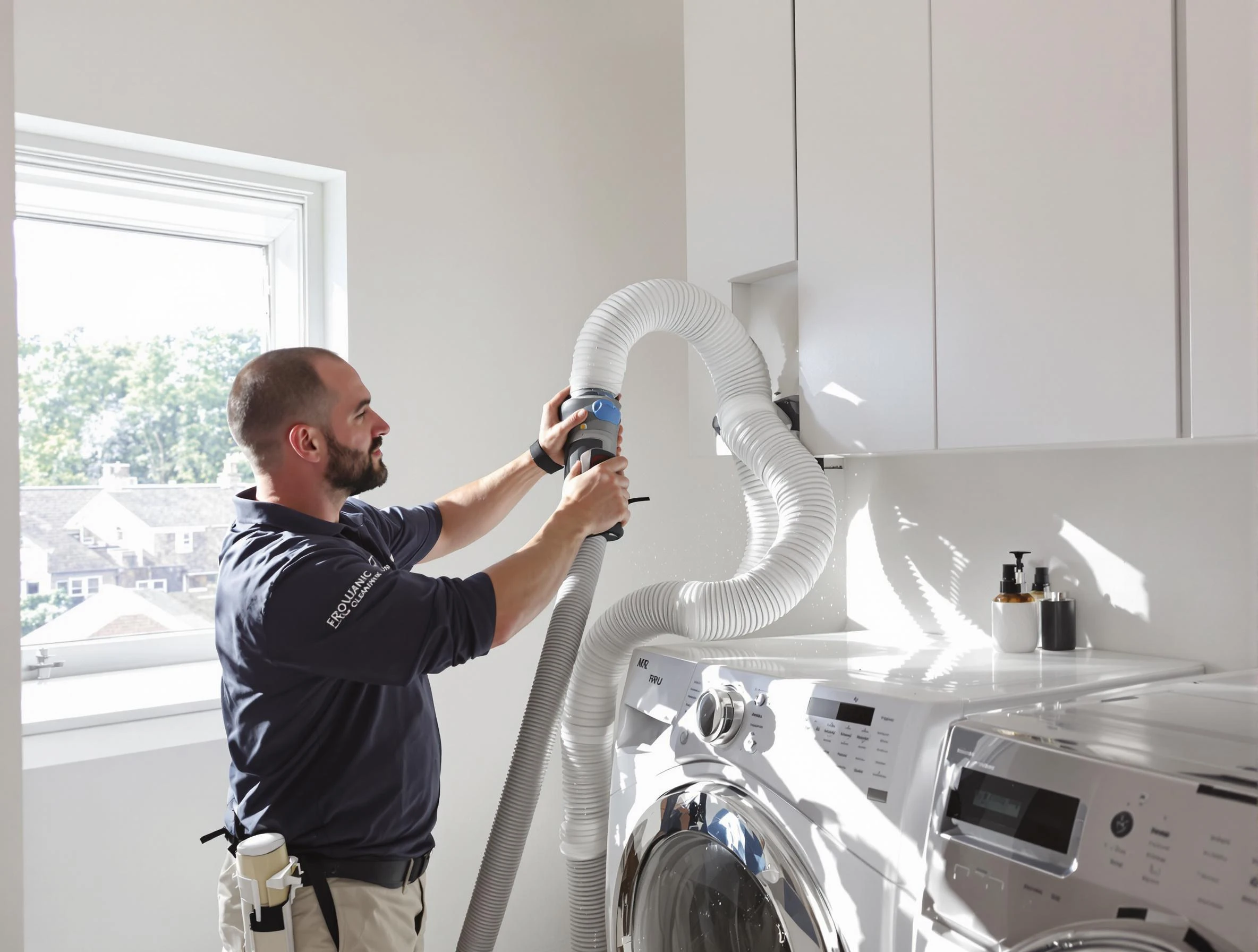 Certified Mount Pleasant Dryer Vent Cleaning technician performing dryer vent cleaning in Mount Pleasant