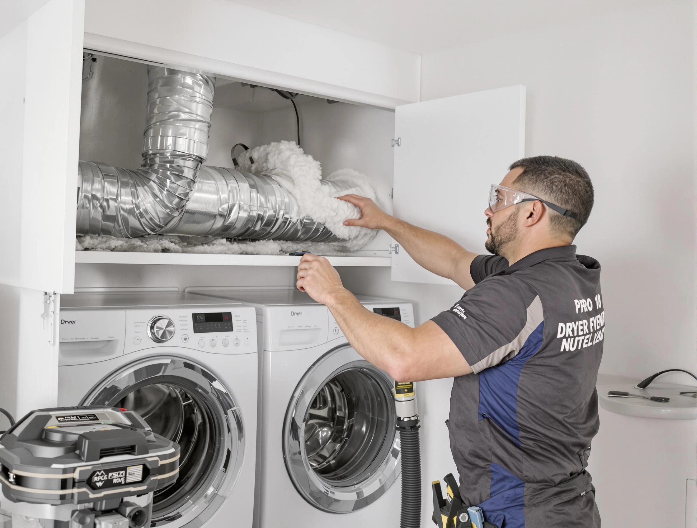 Mount Pleasant Dryer Vent Cleaning certified technician performing specialized gas dryer vent cleaning in Mount Pleasant